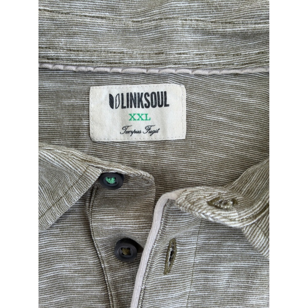 Linksoul Mens XXL Olive Green Knit Cotton Short Sleeve Polo Shirt - Picture 7 of 7
